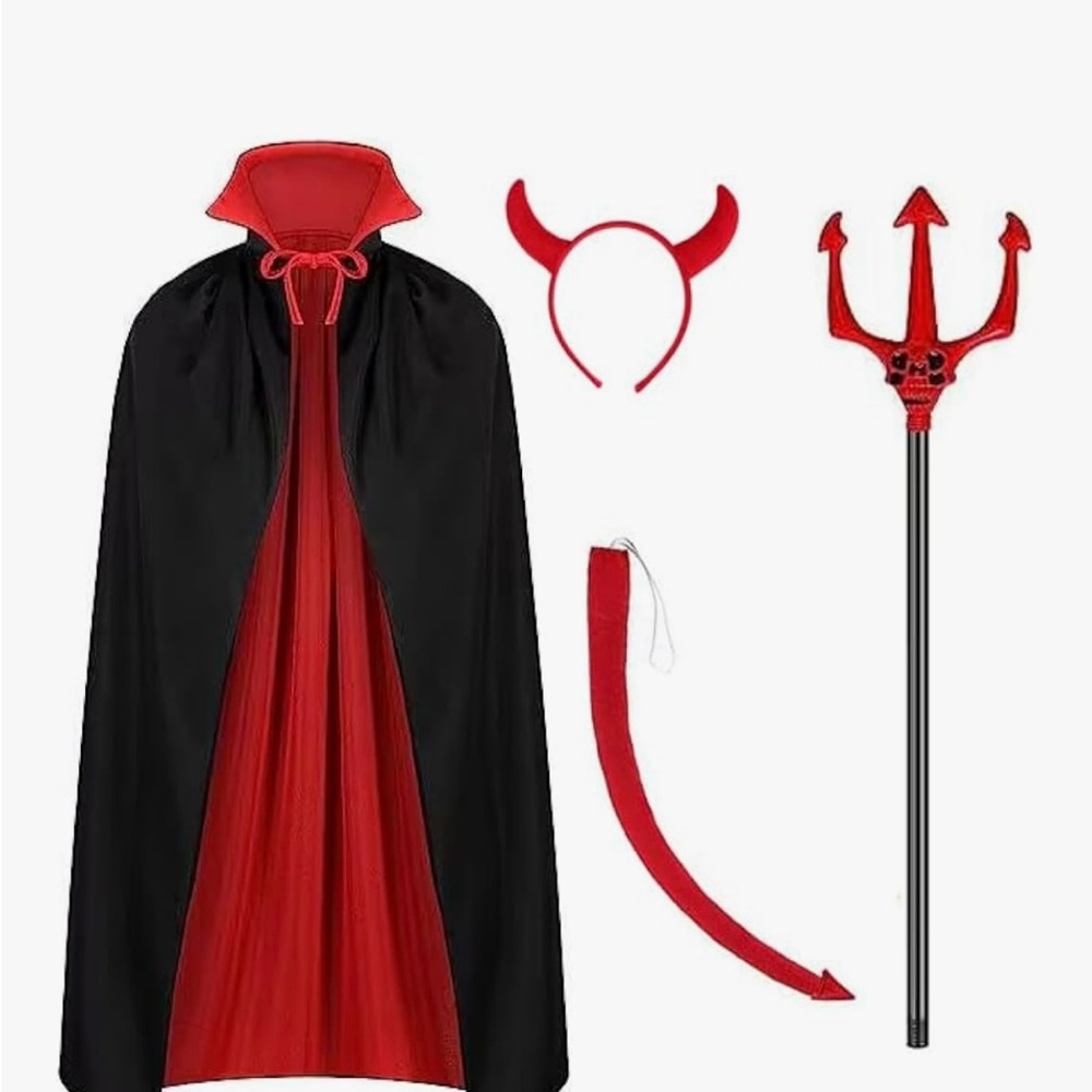 🎃 Kids Devil Costume Set - Black and Red 🎃